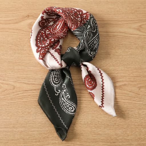 Roselys Paris foulard femme bordeaux crème paisley carré satiné 70x70 cm