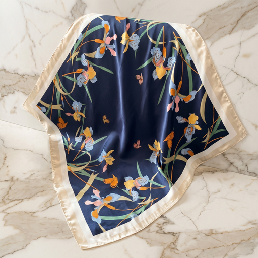 Foulard femme 70×70 cm Imprimé Animal marine crème – Roselys Paris