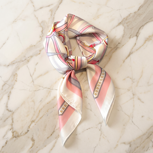 Foulard femme 70×70 cm Classique crème rose – Roselys Paris