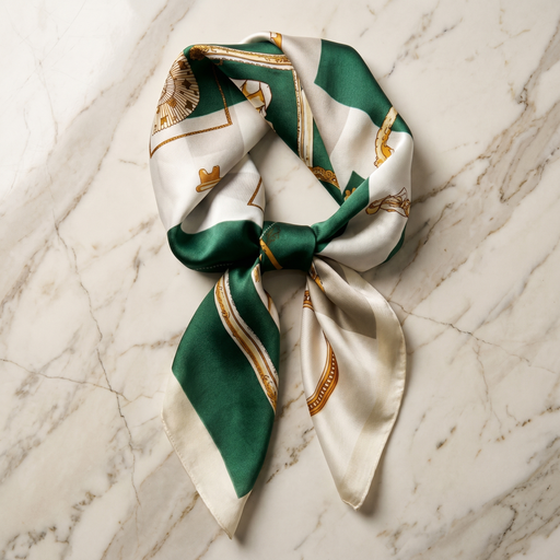 Foulard femme 70×70 cm Imprimé Animal vert crème – Roselys Paris
