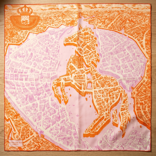 Roselys Paris foulard femme rose orange baroque carré satiné 70x70 cm