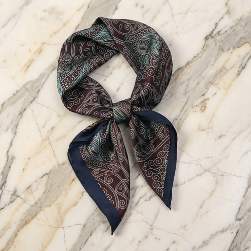 Foulard femme 70×70 cm Baroque bordeaux noir – Roselys Paris