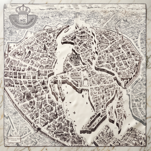 Foulard femme 70×70 cm Baroque blanc gris – Roselys Paris