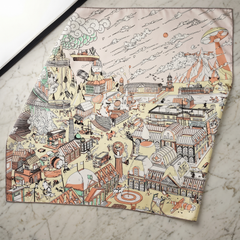 Roselys Paris foulard femme crème gris baroque carré satiné 70x70 cm