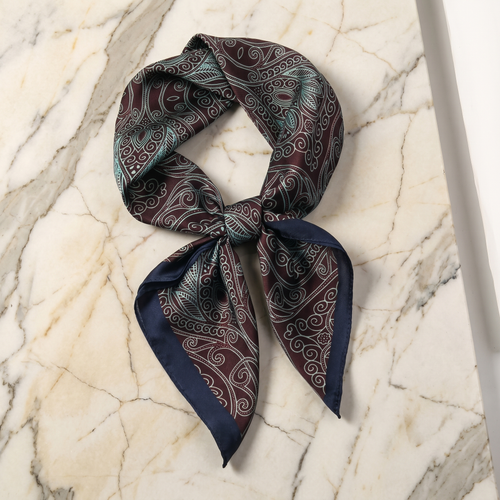 Foulard femme 70×70 cm Baroque bordeaux doré – Roselys Paris