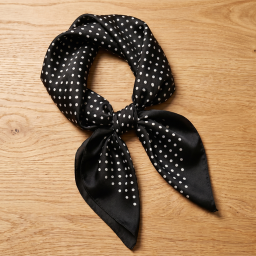 Roselys Paris foulard femme noir blanc géométrique carré satiné 70x70 cm