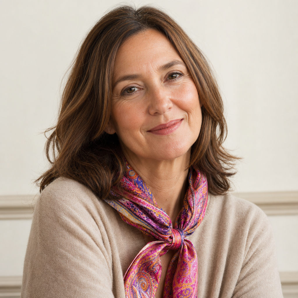 Foulard paisley porté par une femme élégante